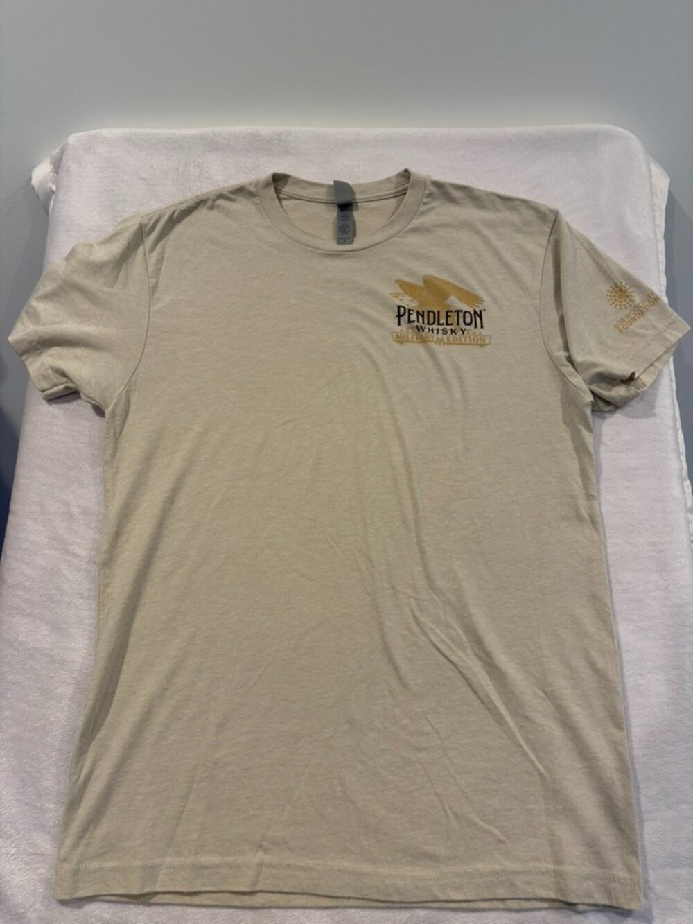 "Pendleton Whisky" Military Edition Shirt Small Tan Bob Woodruff Foundation Tee